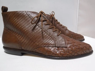NWOB VTG 90s NICOLE Carmen Brown Woven Leather Lace Ankle Pixie Granny Boots 9.5 - Image 1 of 4