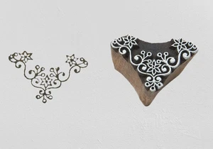 Bloque de impresión de esquina floral de madera sello de tela sello de cerámica - Imagen 1 de 3