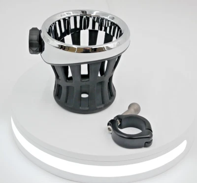 CIRO Drink Holder 1-1/4" Handlebar Mount Chrome/Black Clamp - 50415 - Image 1 of 4