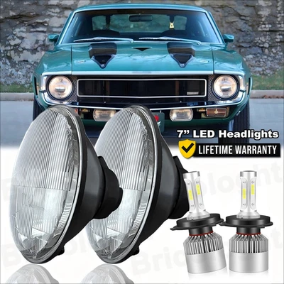 Faros redondos LED DRL haz alto/bajo para Plymouth Barracuda Cuda Duster 340 7" EE. UU. Foto 1 de 4