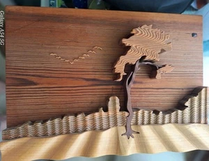 GUNNAR KANEVAD SIGNED MINIMALIST 3D ART WOOD SCULPTURE VIEW FROM GOTLAND SWEDEN - Picture 1 of 12