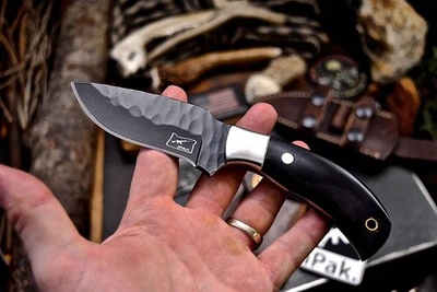 CFK IPAK Handmade D2 Custom AMERICAN BISON HORN Small Hunting Skinning EDC Knife - Image 1 of 4