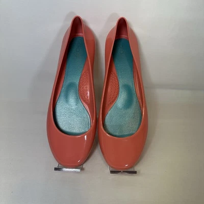 Oka B Women’s 9 Coral Jelly Flats Glossy Ballet Style USA Water Friendly - Image 1 of 4