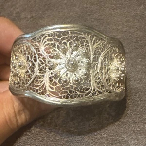 Brazalete antiguo de plata de ley 925 absolutamente impresionante raro anterior a 1940 - Imagen 1 de 19