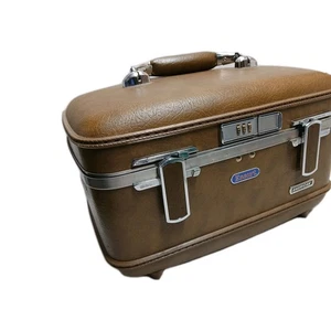 American Tourister Escort Travel Case Brown Vintage Cosmetic Luggage -000 Combo - Picture 1 of 13