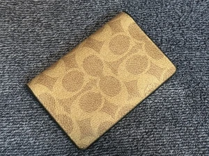 Coach Men Id Wallet In Signature Canvas Tan And Black - Picture 1 of 3