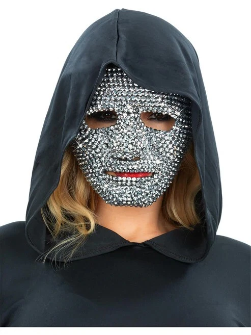Silver Jewelled Robot Mask Disco Halloween Costume Accessory - image 1 of 3