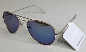 Gafas de sol West Loop by FGX aviador montura dorada lentes espejadas azules manchadas - Imagen 1 de 9