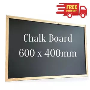 Large Black Board Wooden Framed Office School Notice Menu Chalk Board 60x40cm UK - Picture 1 of 6