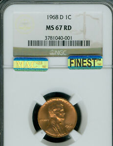 1968-D LINCOLN CENT NGC MS67 RED PQ mac FINEST REGISTRY MAC SPOTLESS *