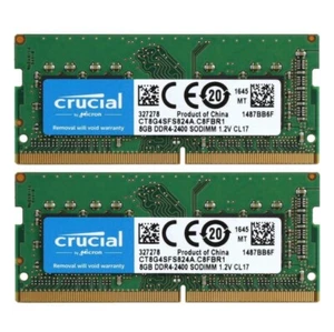 Crucial 16GB 2X8GB DDR4 2400MHz PC4-19200 Laptop SODIMM Memory Ram CT8G4SFS824A - Picture 1 of 6