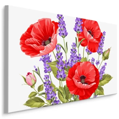 Leinwand Bild CANVAS WANDBILD XXL MOHNBLUMEN Lavendel Strauß Blumen 1706 - Bild 1 von 4