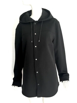 Parka con Capucha VINCE Negra Mezcla Poliéster Frontal a Presión Talla L Foto 1 de 4