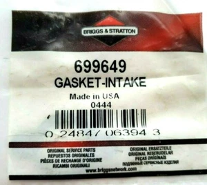 Genuine OEM Briggs & Stratton 699649 Intake Gasket *Fast Free Shipping* - Picture 1 of 3