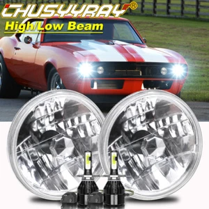 Pair 7" inch Round LED Headlight High Low Fit Chevy 1967-1981 Camaro 75-1980 C10 - Picture 1 of 12