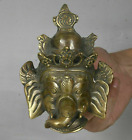 5.2" Old Tibet Copper Buddhism Ganesha Elephant God Buddha Head Mask Hang