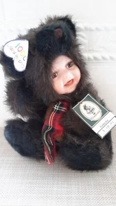 2001 Geppeddo Cuddle Kids Brandon Bear  Porcelain Face Plush 10" IOB/Tags - Picture 1 of 11