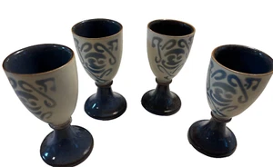 Wine Goblet Wales CADW Welsh Historic Monuments Handmade Laugharne Pottery Set 4 - Picture 1 of 4
