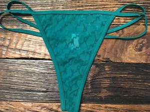NWT Victoria's Secret PINK Logo Mesh Strappy Thong/String Panty Green Sealed M - Picture 1 of 13