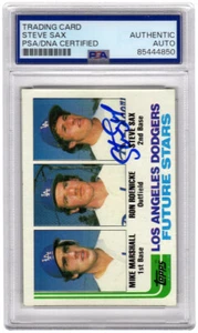 Steve Sax Signed Dodgers 1982 Topps Future Stars RC Baseball Card #681 (PSA/DNA) - Picture 1 of 2