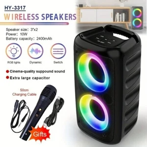 Outdoor RGB Light Bluetooth Speaker Strong Portable Wireless Dj Bass USA New - Picture 1 of 6