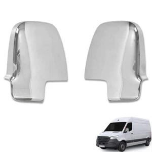 2x For Mercedes Sprinter W907 Chrome Mirror Cover Set Stainless Steel 2018-2022 - Foto 1 di 7