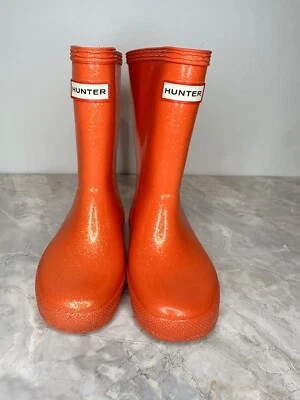 Botas de chuva clássicas infantis Hunter, glitter laranja/vermelho, crianças 10 EUA - Imagem 1 de 4