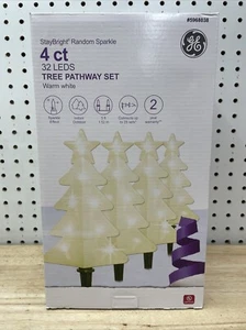 GE Staybright Random Sparkle 4 ct. LED Christmas Tree Pathway Markers Warm White - Picture 1 of 5
