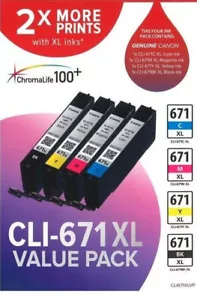 Genuine Canon 671XL 4 Colour Ink Cartridges Value Pack - Picture 1 of 2