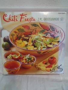 Chili Fiesta 2 Pieces Entertainment Set #658818 Clay Arts Hand-painted NIB - Picture 1 of 9