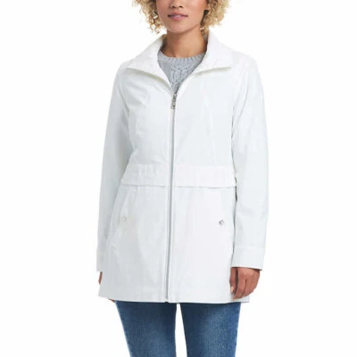 VINCE CAMUTO Chic Blanco Ligero Resistente al Agua Resistente al Viento Capucha Cremallera Chaqueta de Lluvia XL Foto 1 de 4