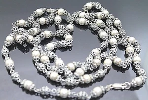 VINTAGE BYZANTINISCHER STIL STERLINGSILBER PERLENKETTE/GÜRTEL 49,5" - Bild 1 von 3