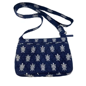 Vera Bradley Crossbody Bag Navy Blue Quilted Turtle Print Purse - Picture 1 of 7
