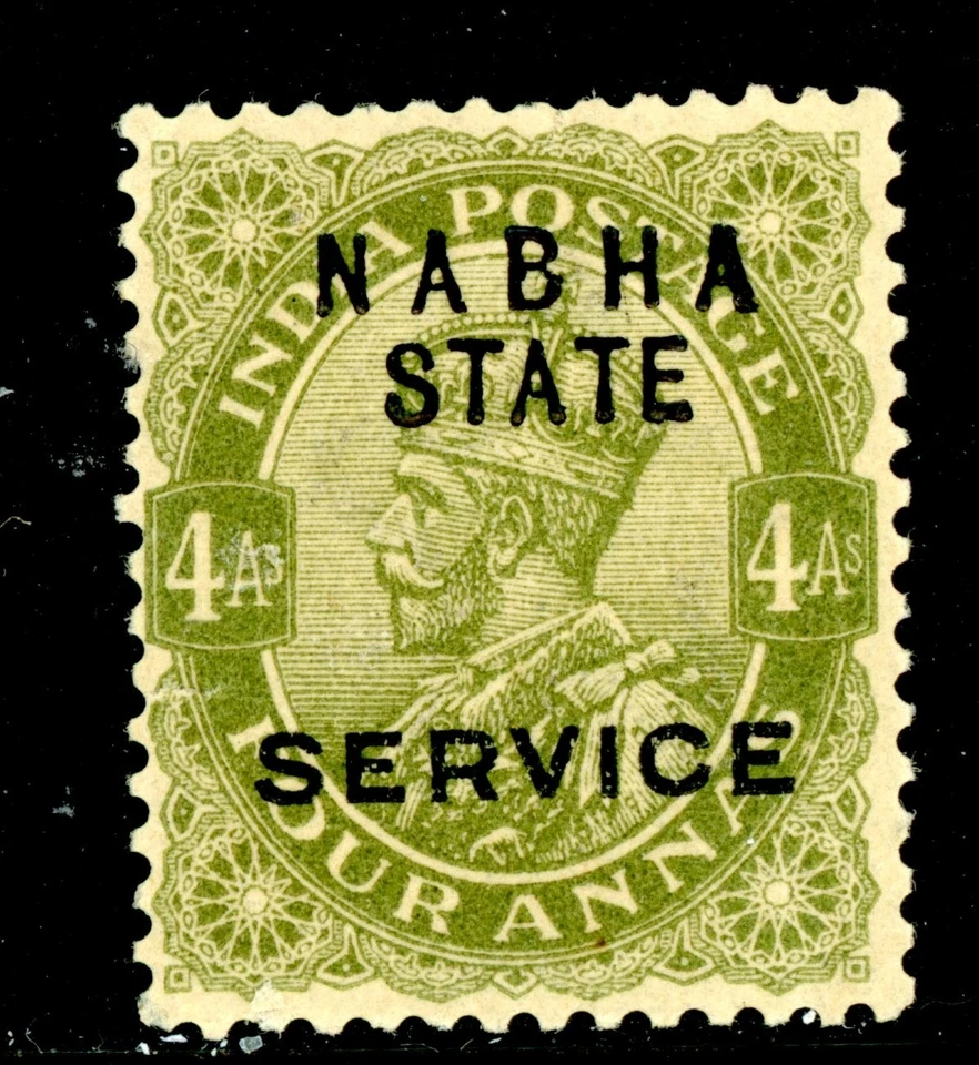 British India 1913 Nabha KGV 4a Olive SG #O43 Mint X10 - Изображение 1 из 4