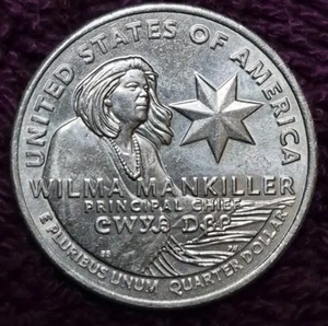 2022 Wilma Mankiller Quarter ( “D” Mint: Rare Coin ) "IN COD WE TRUST" ERROR - Picture 1 of 3