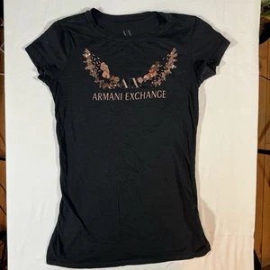 Armani Exchange Gold Wings T XS Black - Picture 1 of 7