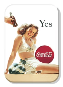 Coca Cola Yes Label Girl Sign Refrigerator Magnet Decor 2.5 x 3.5 Inch - Picture 1 of 1