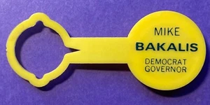 1978 Mike Bakalis para gobernador de Illinois/tapón de botellas de la vieja escuela/sin usar - Imagen 1 de 3