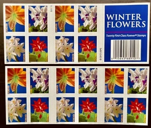 US #4865b Winter Flowers Forever Booklet Pane of 20 MNH XF Stamps 2014. - Picture 1 of 2