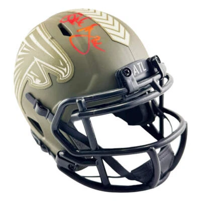 Mini casco de fútbol americano firmado por Jamal Anderson Atlanta Falcons Salute to Service (JS Foto 1 de 4