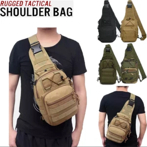 Military Tactical Hiking Molle Backpack Men Shoulder Bag Sling Chest Pack Travel - Picture 1 of 36
