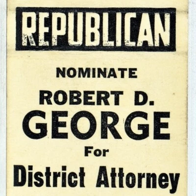 1960er Robert D George Bezirksstaatsanwalt Lawrence County Pennsylvania Republikaner - Bild 1 von 4