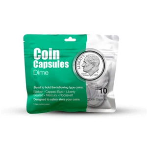Whitman Dime Capsules -10 count -Fits Bust, Seated, Barber, Mercury, Roosevelt - Picture 1 of 1