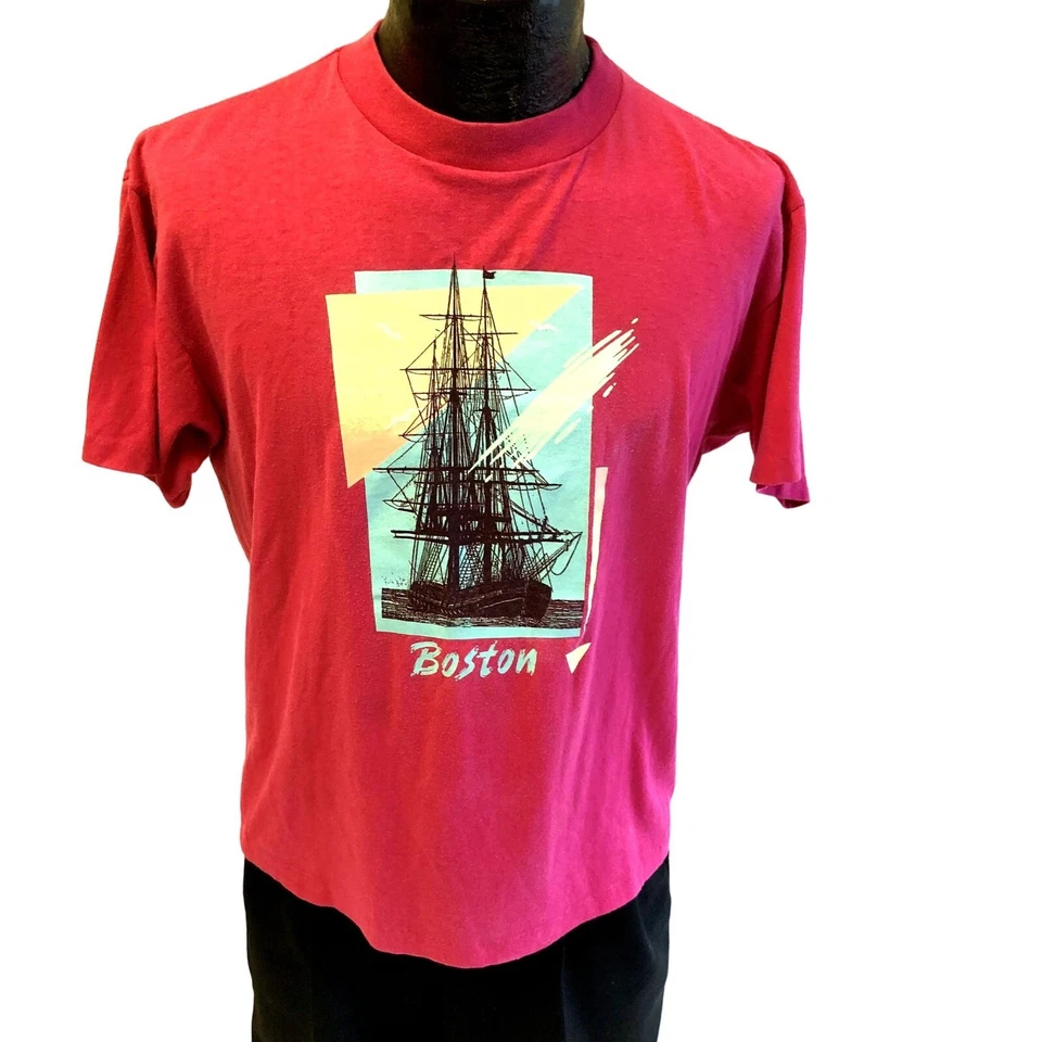 Camiseta De Colección Años 80 90 Delta Rosa USS Constitution Barco de Guerra 50/50 BOSTON EE. UU. L Foto 1 de 4