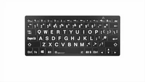 LargePrint White on Black Bluetooth Mini Keyboard for PC - UK English - Picture 1 of 5
