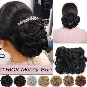 Large Comb Curly Chignon Messy Bun Updo Clip in Hair Piece Extension False Cover - Picture 1 of 33