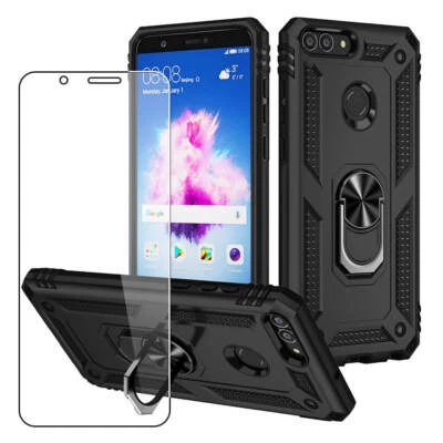 Funda SDTEK para Huawei P Smart (2017/2018) Cubierta de teléfono híbrido resistente fuerte negra