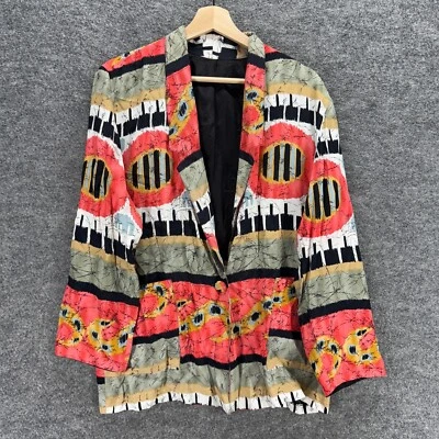 Unbranded Blazer Women M Medium Gray Striped One Button Long Sleeve Collared - Image 1 of 4