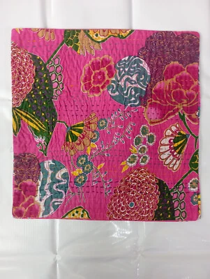 Indian Designer Cotton Kantha Embroidered Cushion Cover pillow Case Handmade 16" - Image 1 of 3
