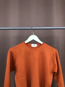 Ballantyne Wool Sweater 100% Pure New Wool Jumper Orange Pullover Size S - Picture 1 of 8
